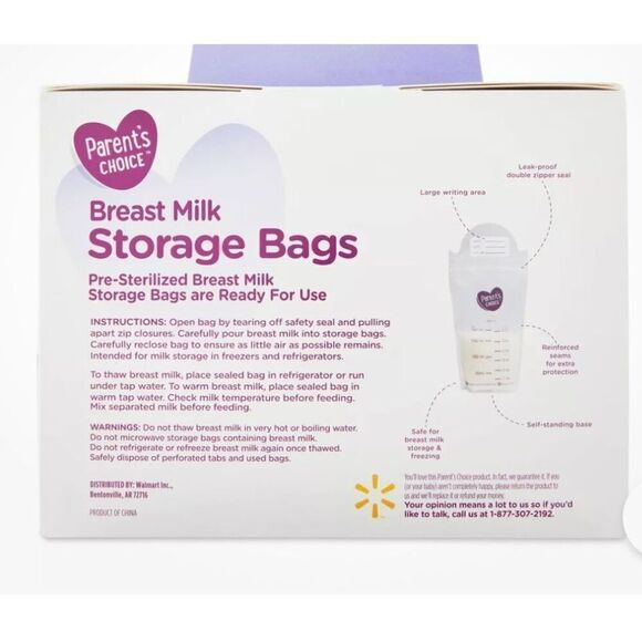 Parent's Choice Breast Milk Storage Bags 100 Count New in Box - Picture 2 of 5